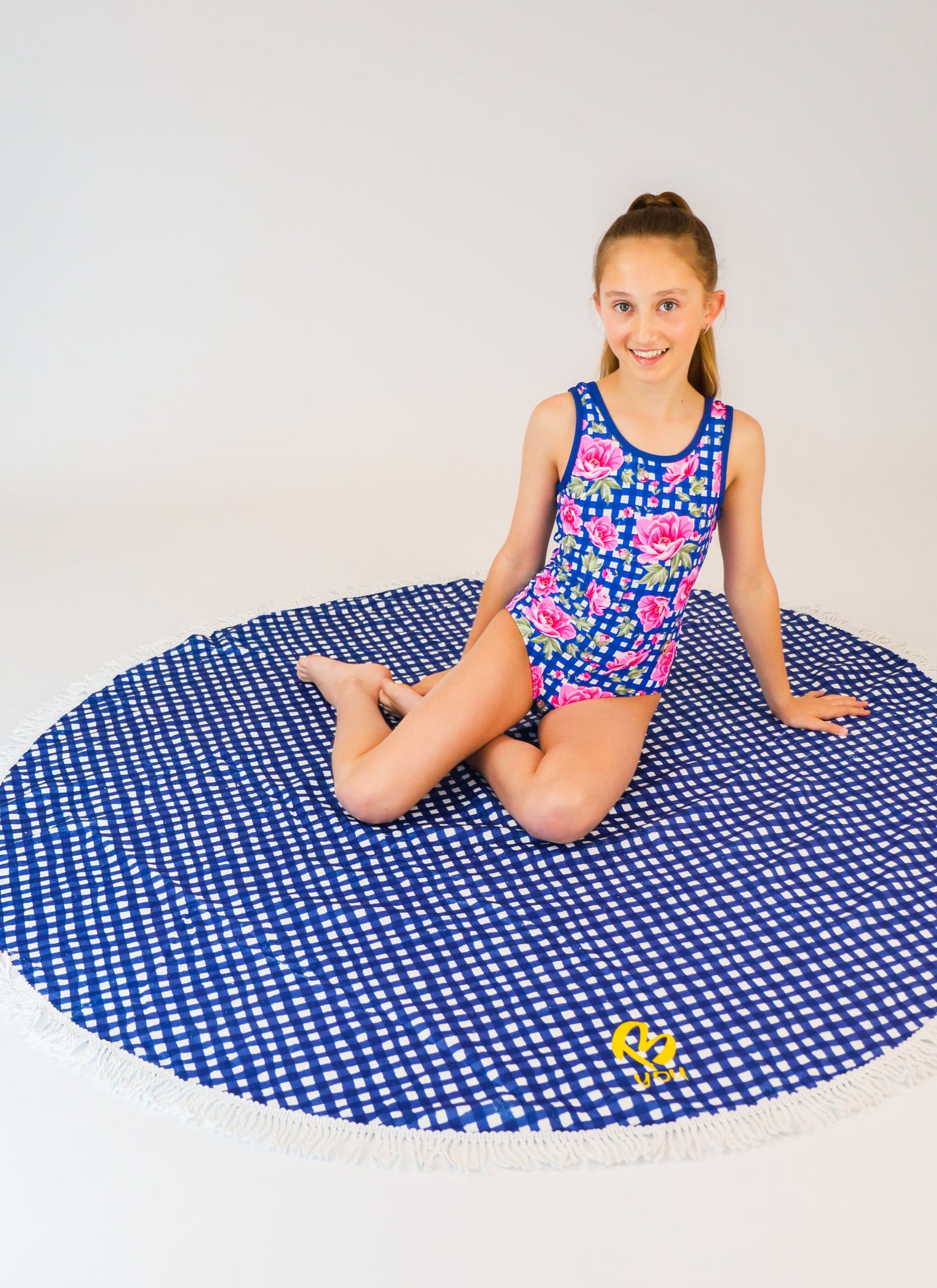 Floral Check - Round Beach Towels