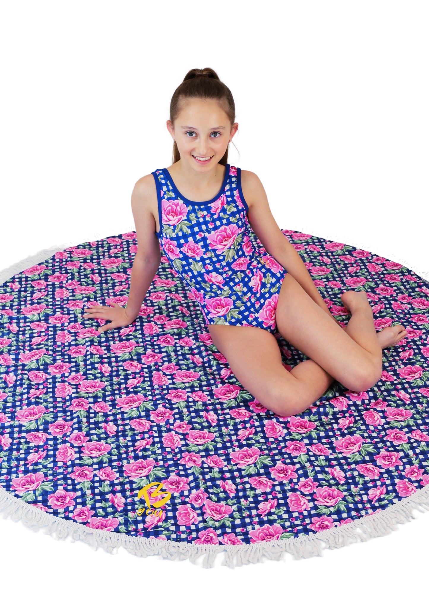 Floral Check - Round Beach Towels