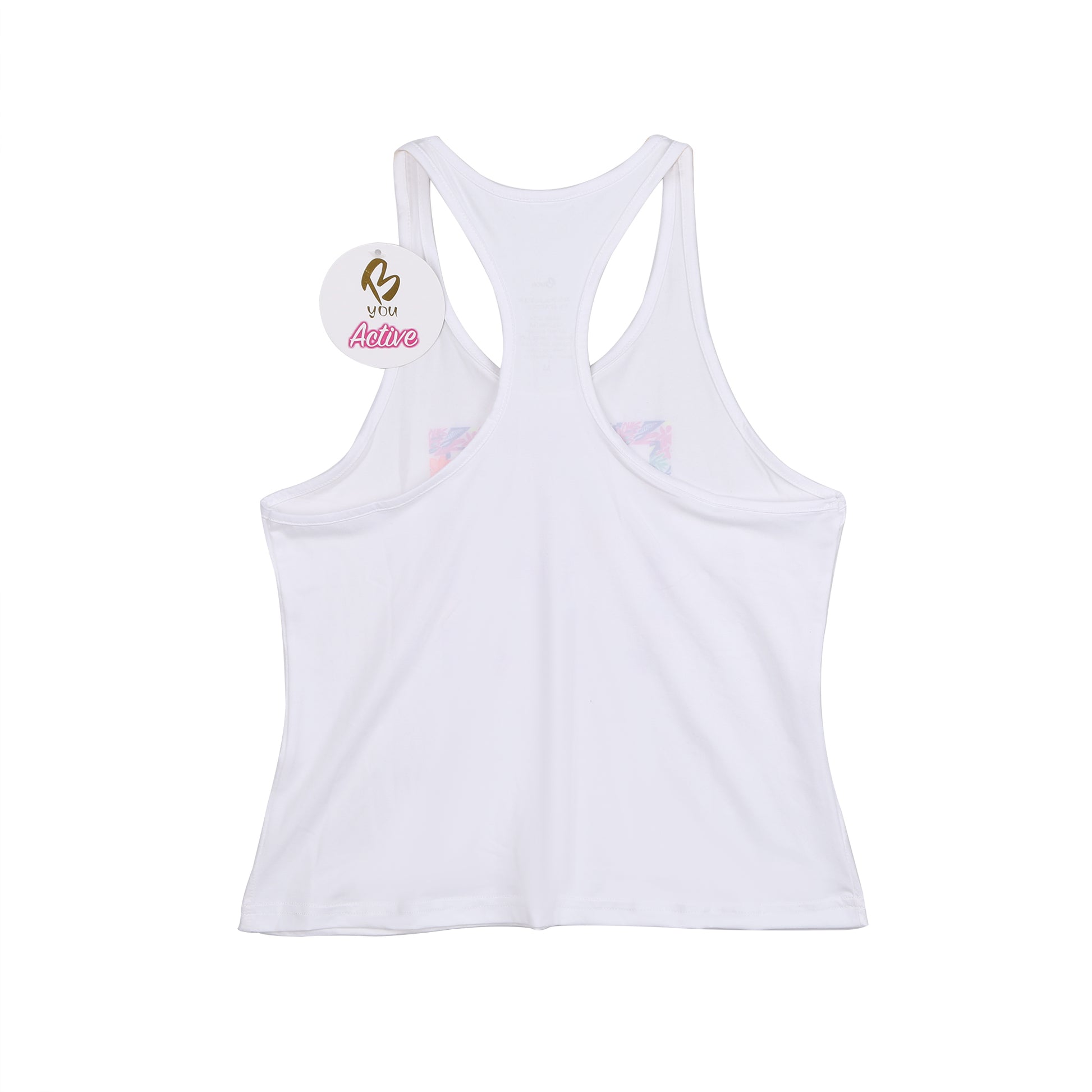 Singlet Top or Tank Top for Girls. Tropical Print with B you Logo on a White Background. Activewear for Girls, Gymnastics wear, girls clothing, leotards. Girls Sports Clothing. B you Active, B you leotards, B you Swimwear.