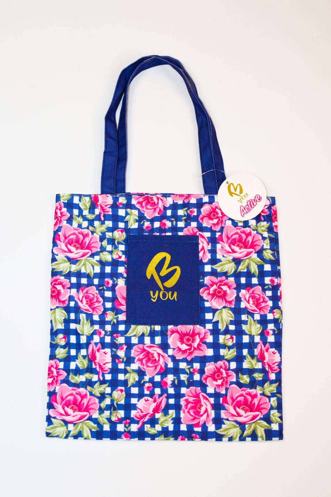 Floral Check - Canvas Tote Bag - Reversible