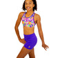 Purple Bike Shorts for Girls. Bike Pants, Gymnastics Leotards, Two Piece Set, Activewear for Girls. Swimwear, Crop top Set, Gym Shorts, Booty Shorts for Dance.  Matching swimwear available. Cotton Hooded Towels for swimming and the beach. B you Active, Swimwear and Leotards. Activewear for girls.