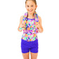 Tropical Print Sweat Towel for Active and Sporty Girls. Gymnastics Wear, Activewear for Girls, Swimwear for girls. Leotards, Swimwear, Swimming, Sports Bra, Girls Clothing by B you active, B you leotards, B you swimwear. 