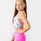 Pink Palms Strappy Leotard Swimwear