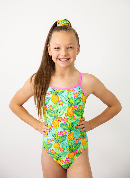 Pineapple Strappy Leotard Swimwear