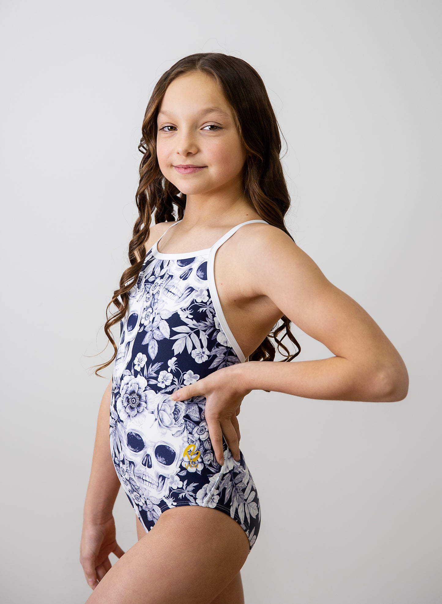 Skulls and Roses Strappy Leotard Swimwear